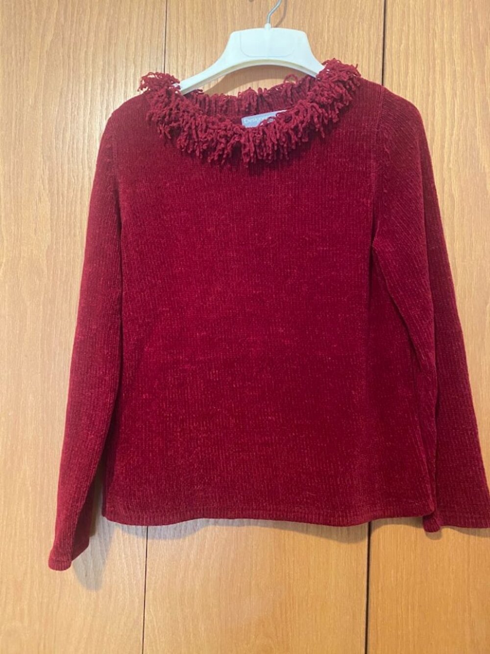 Designers Originals Studio Chenille Long Sleeve Sweater Fringe - Petite Small